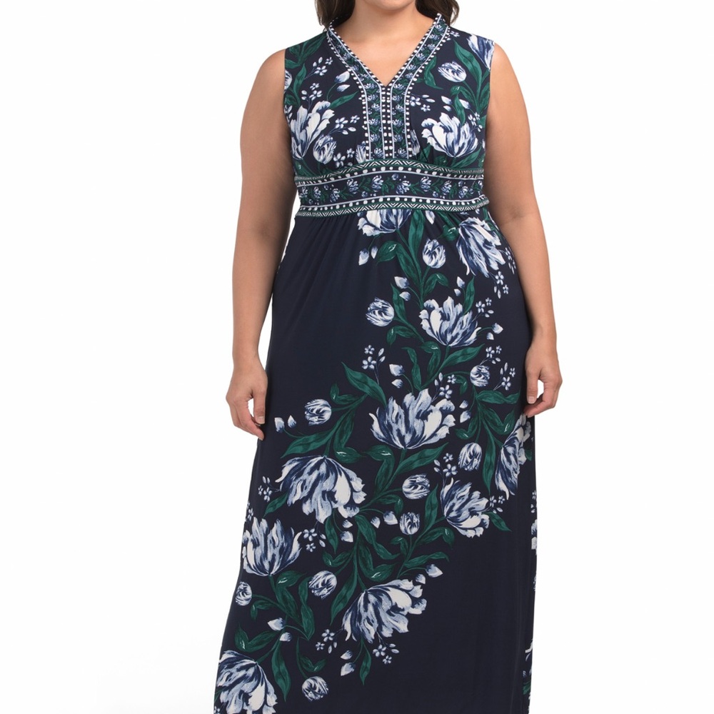 London Times Floral Sleeveless Maxi Dress